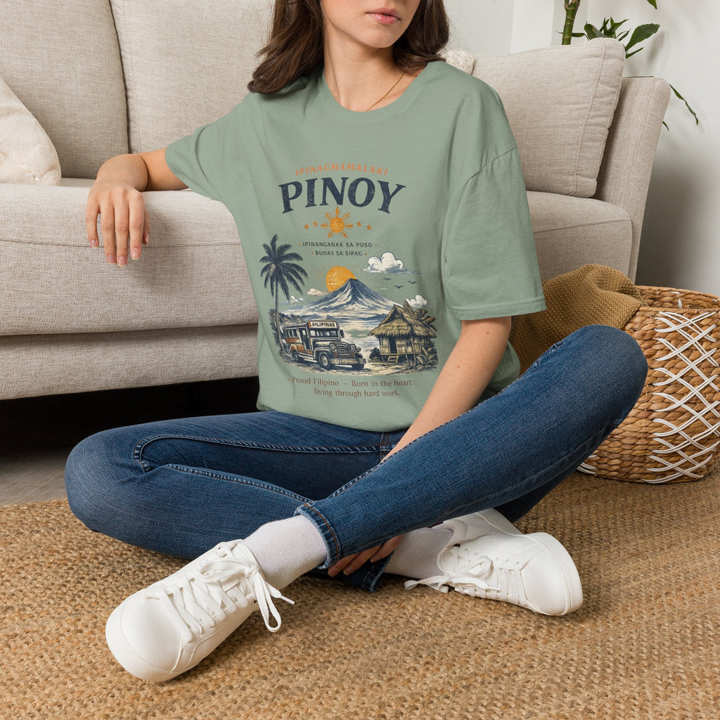 Pinoy Philippines T-Shirt – Vintage Mayon Volcano & Beach Travel Tee