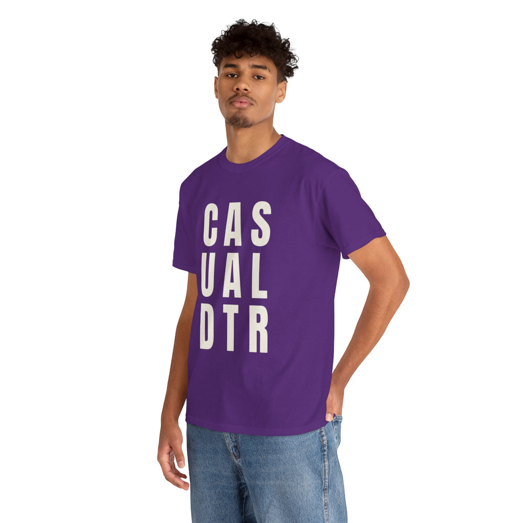 Casual Detour Graphic Tee — Vertical Text Black T‑Shirt