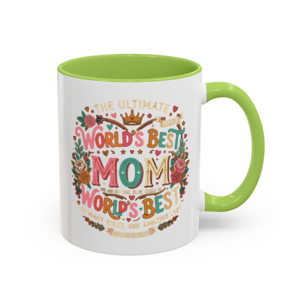 World's Best Mom Accent Coffee Mug — Floral Mother's Day 11/15oz