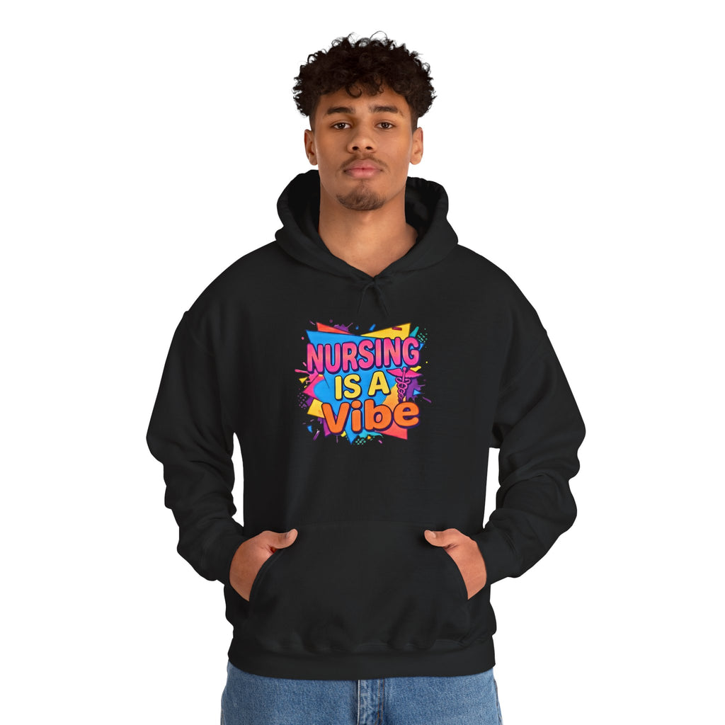 Nursing Is A Vibe Hoodie — Colorful Retro Nurse Appreciation Pullover