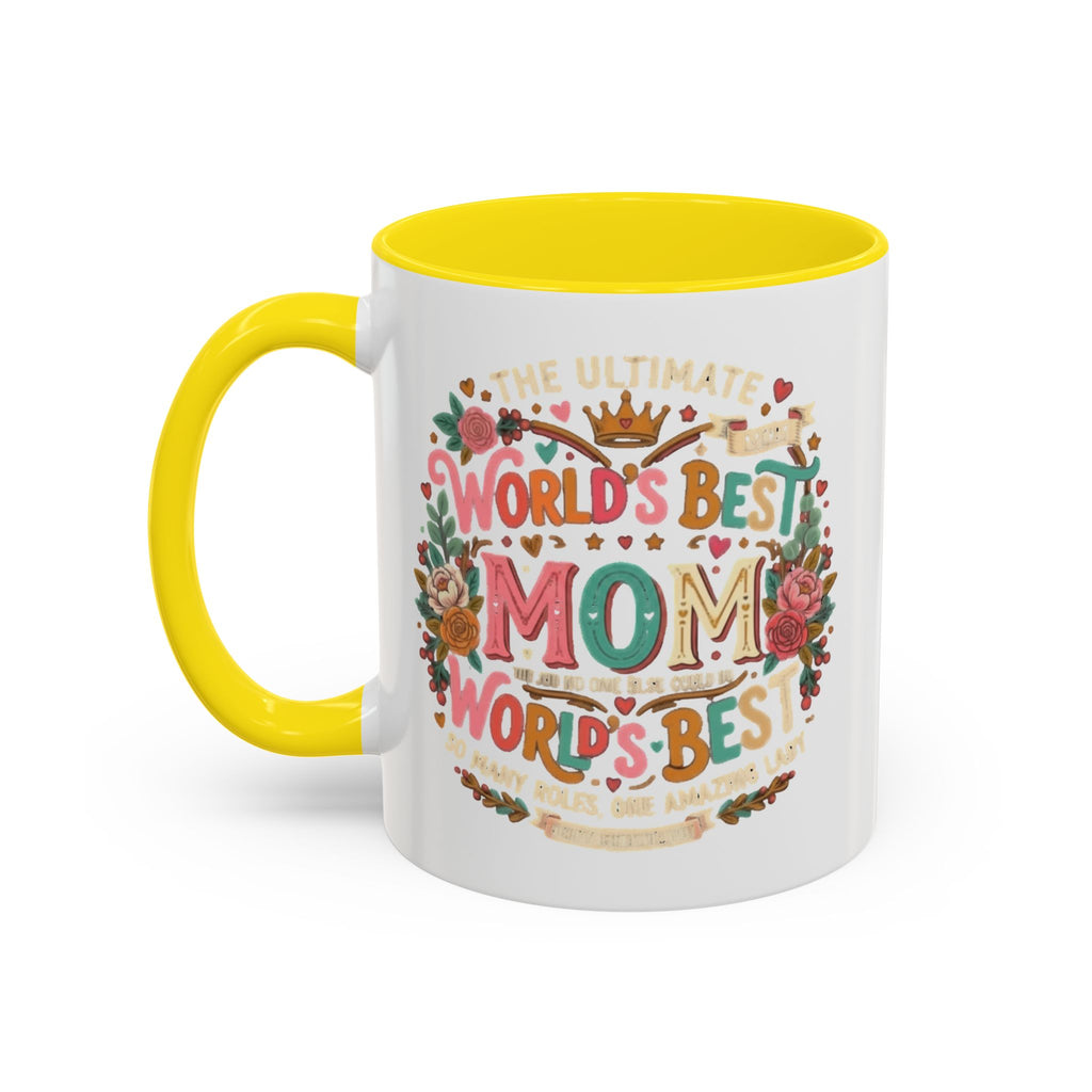 World's Best Mom Accent Coffee Mug — Floral Mother's Day 11/15oz