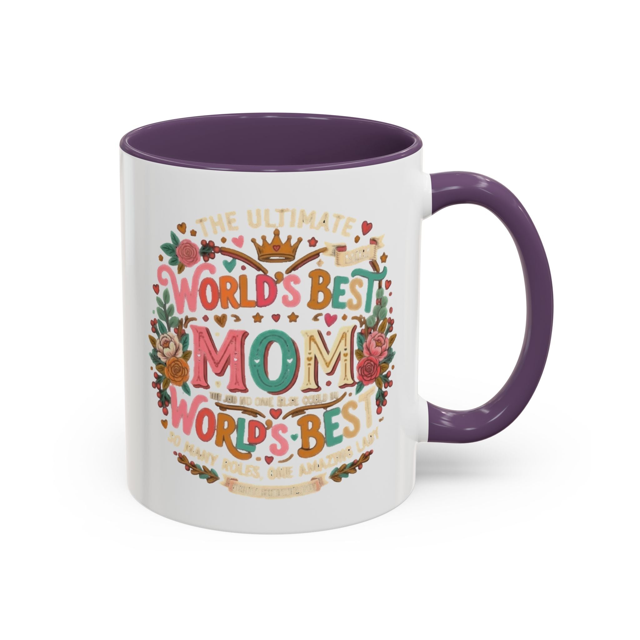 World's Best Mom Accent Coffee Mug — Floral Mother's Day 11/15oz