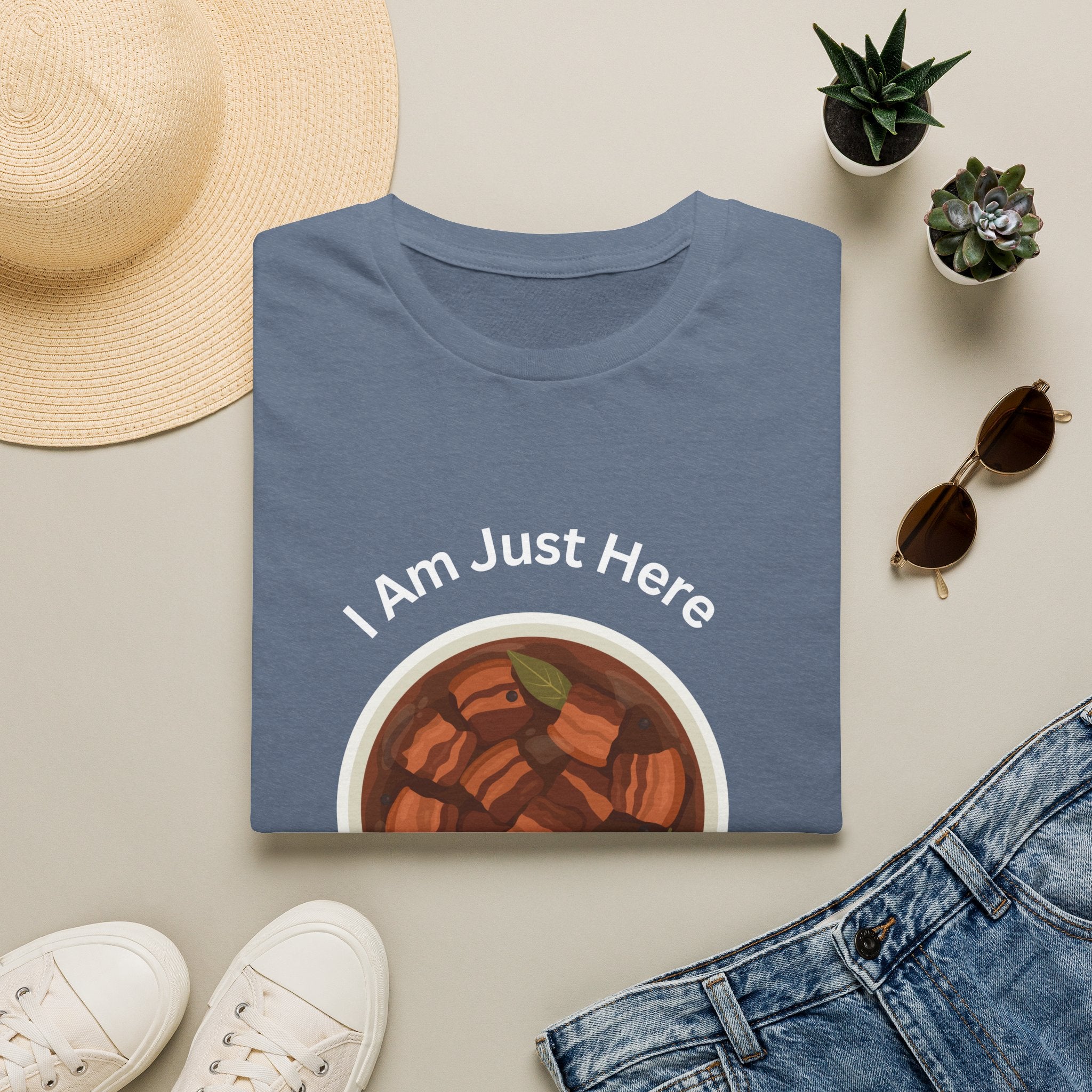 Philippines unisex adobo T-Shirt — "I Am Just Here For The Abobo" Nigerian Food Graphic Tee
