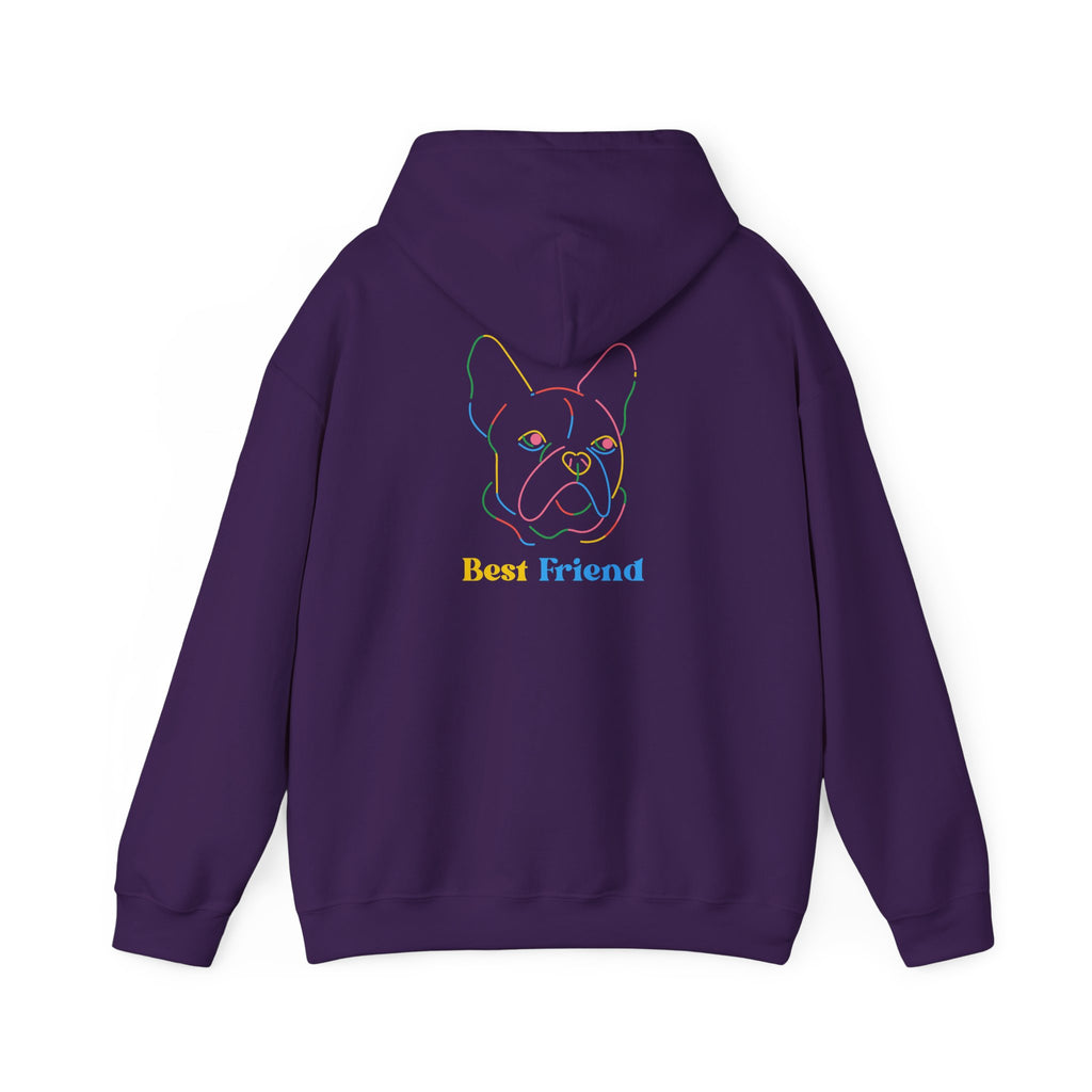 Hoodie - "My Best Friend" Rainbow Outline French Bulldog Pullover