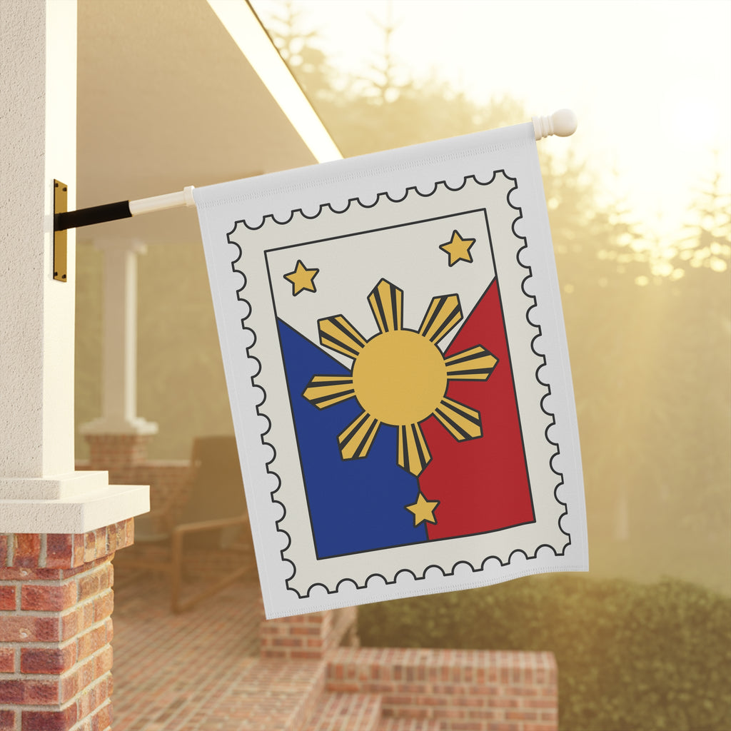 Filipino Sun Stamp Garden Flag — Patriotic Philippines House Banner