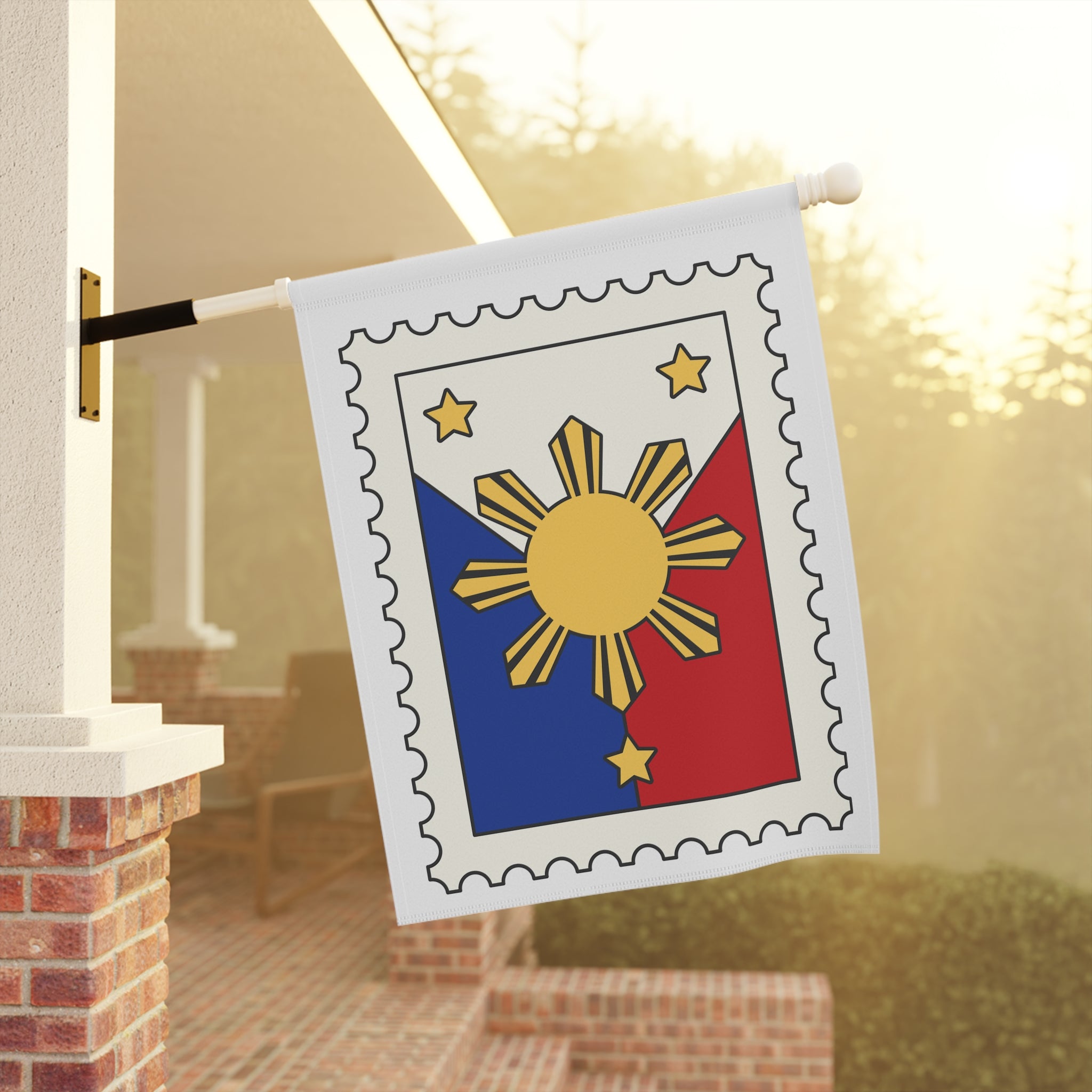 Filipino Sun Stamp Garden Flag — Patriotic Philippines House Banner