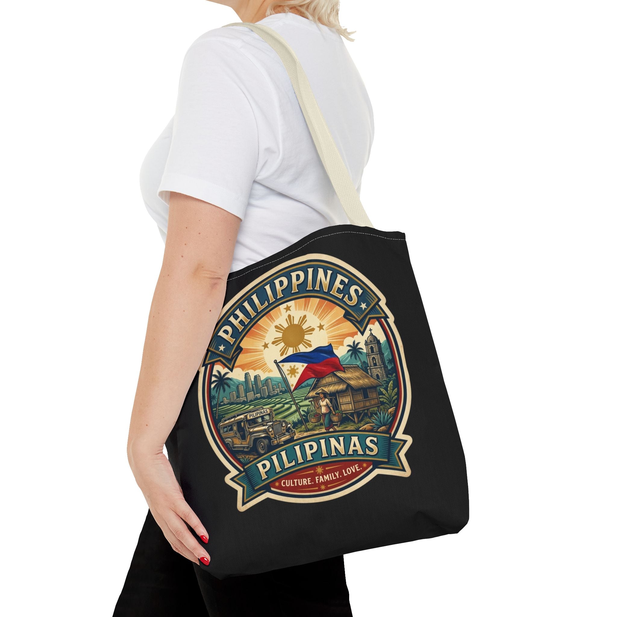Philippines Vintage Travel Tote Bag — Pilipinas Flag & Island Scene