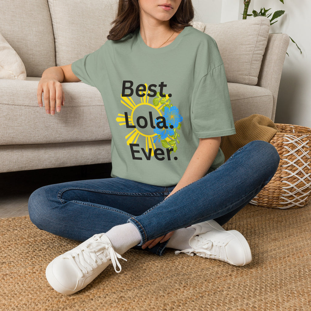 Baby boy pregnancy announcement for the Best Lola Ever T-Shirt — Floral Sun Graphic Tee for Grandma/Mother’s Day