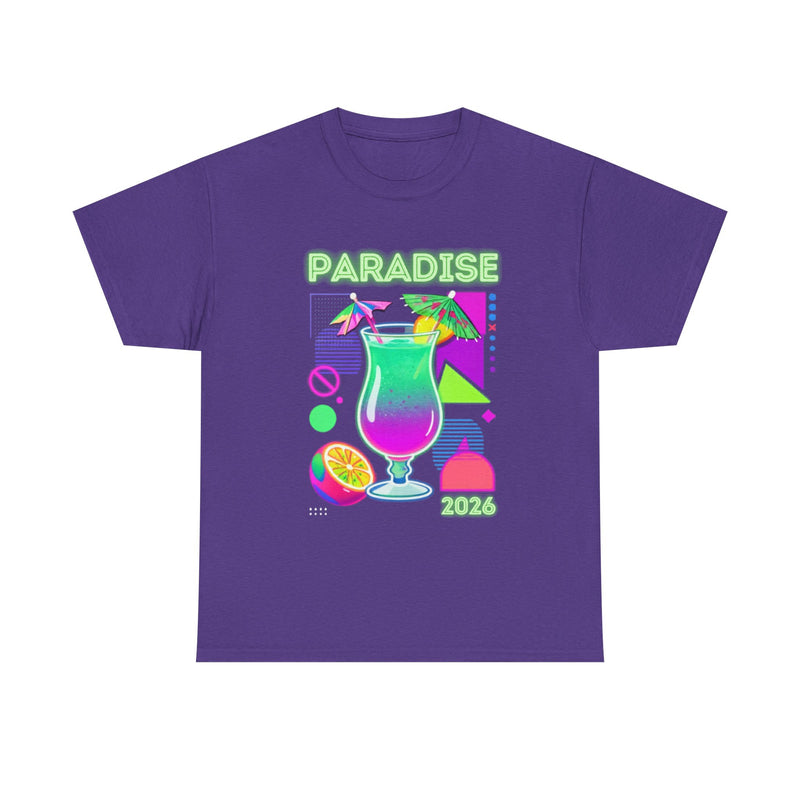 Paradise Cocktail Tee - Neon Retro 90's Summer Vacation Shirt