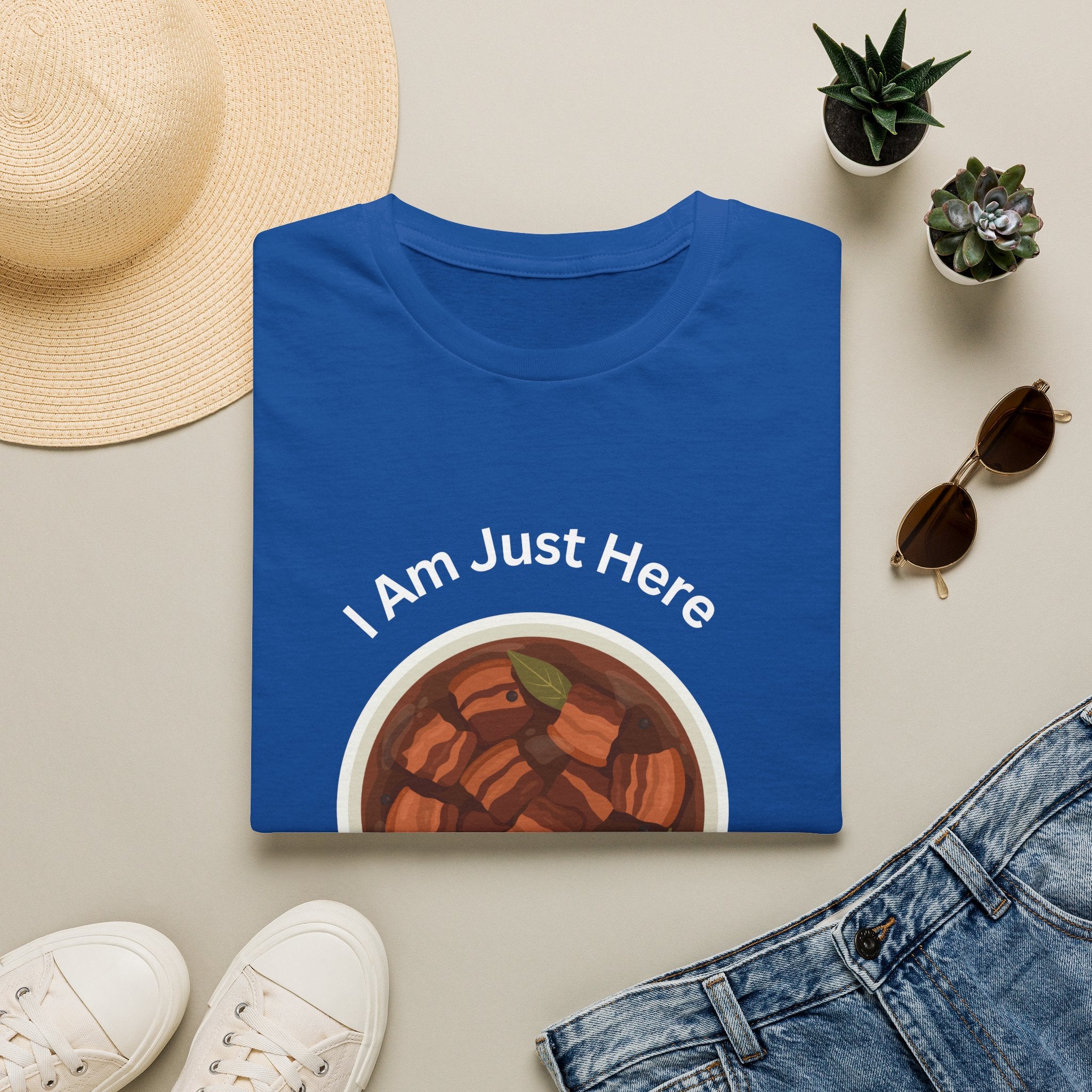 Philippines unisex adobo T-Shirt — "I Am Just Here For The Abobo" Nigerian Food Graphic Tee