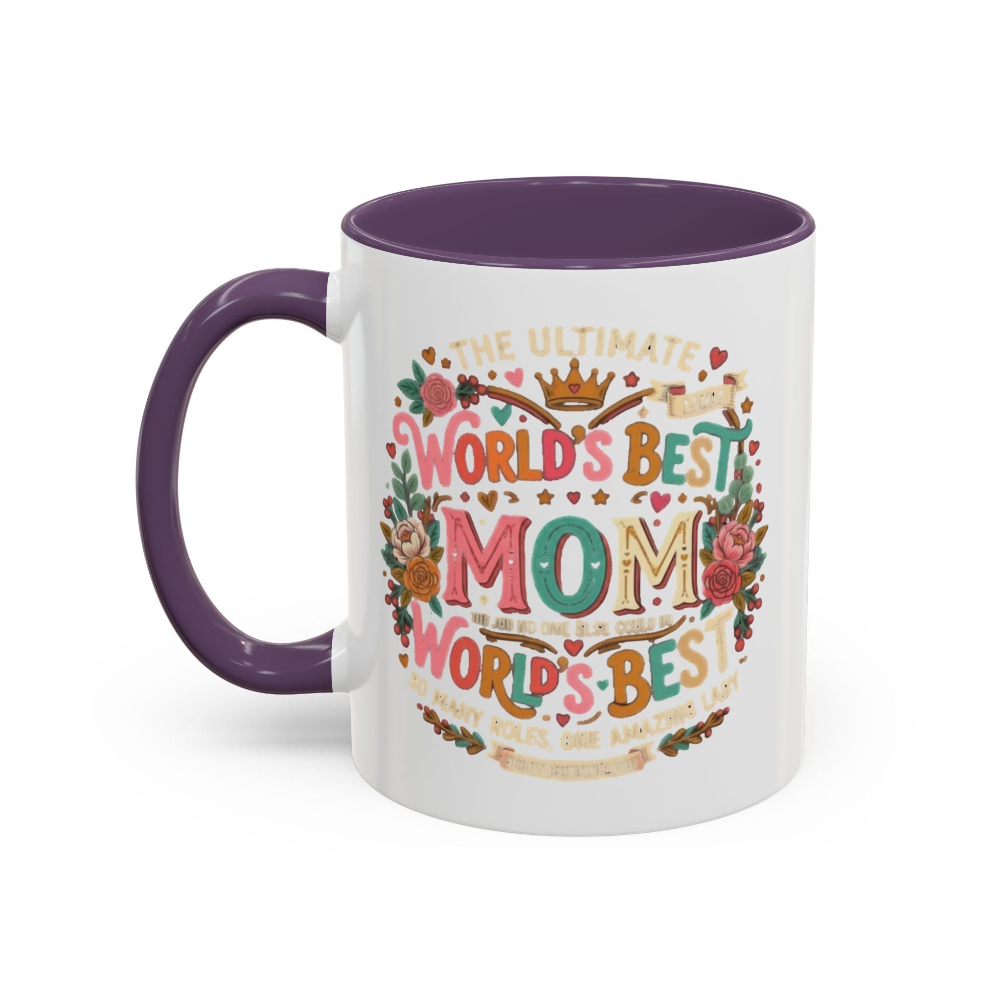 World's Best Mom Accent Coffee Mug — Floral Mother's Day 11/15oz