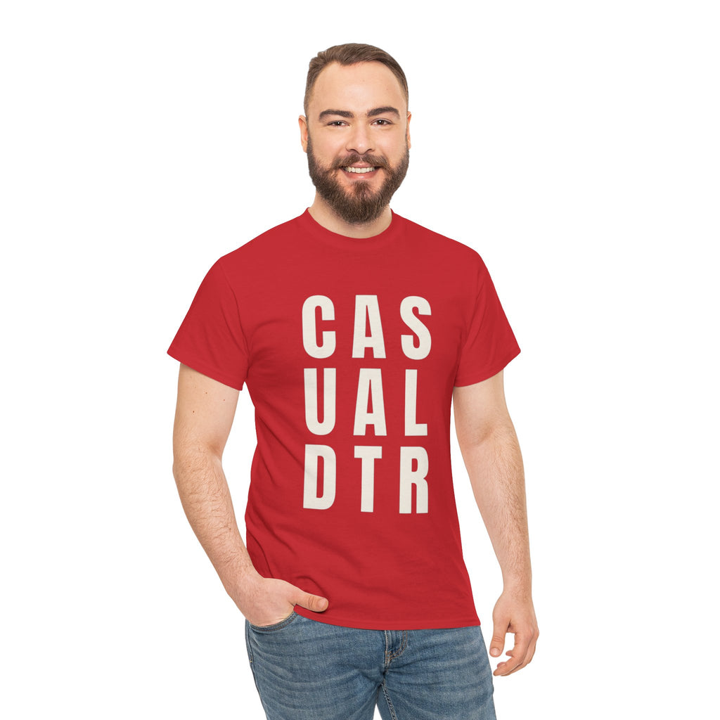 Casual Detour Graphic Tee — Vertical Text Black T‑Shirt
