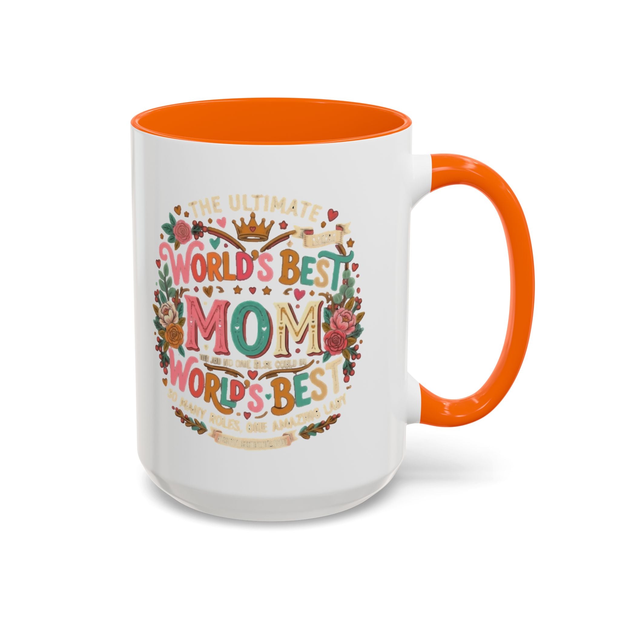 World's Best Mom Accent Coffee Mug — Floral Mother's Day 11/15oz
