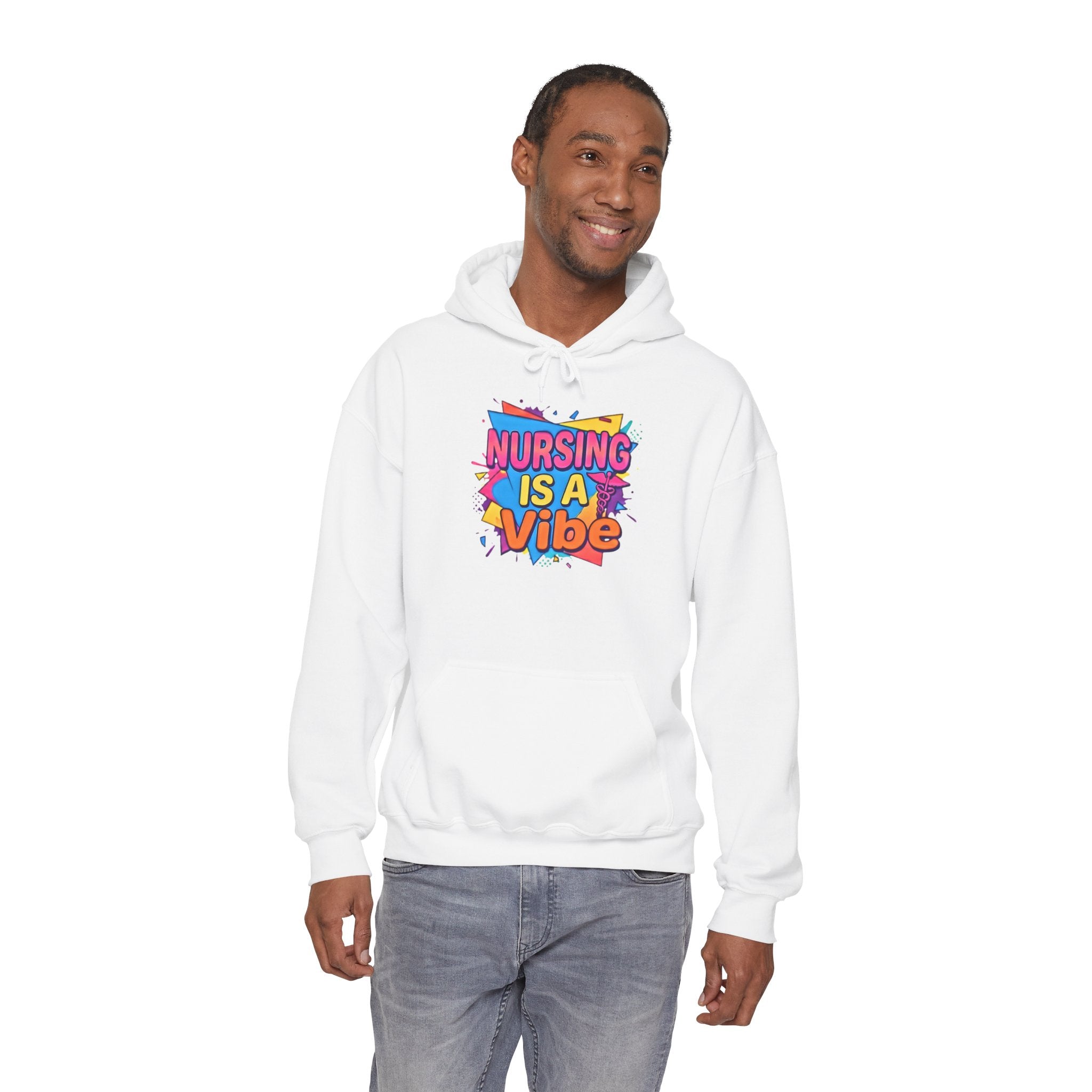 Nursing Is A Vibe Hoodie — Colorful Retro Nurse Appreciation Pullover