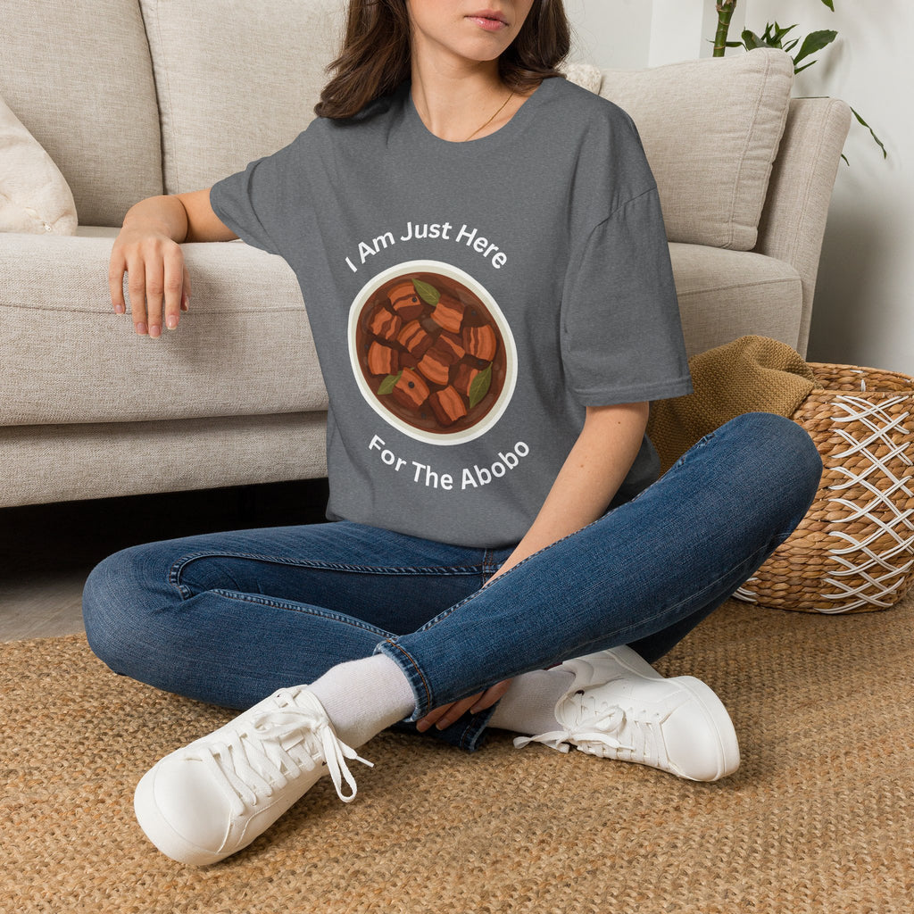 Philippines unisex adobo T-Shirt — "I Am Just Here For The Abobo" Nigerian Food Graphic Tee