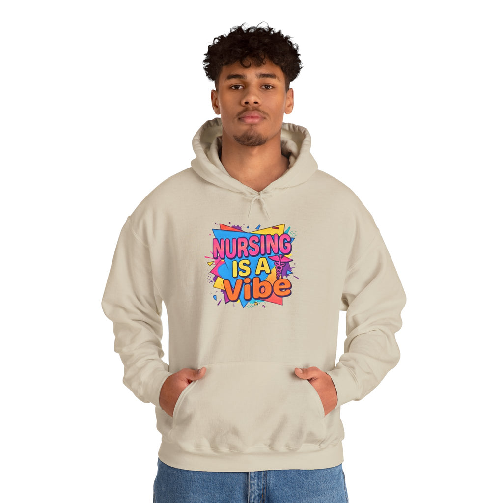 Nursing Is A Vibe Hoodie — Colorful Retro Nurse Appreciation Pullover