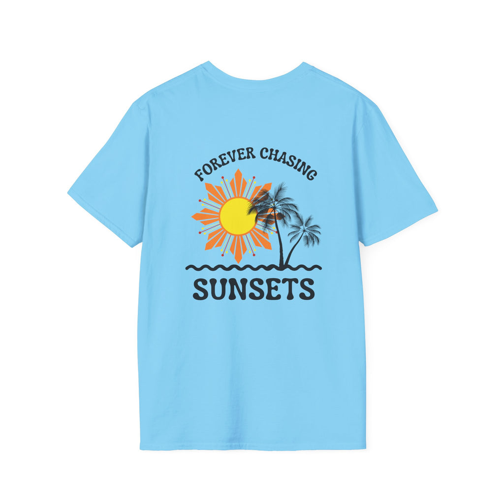Philippines Sunset Graphic T-Shirt — "Forever Chasing Sunsets" Tropical Palm Tee