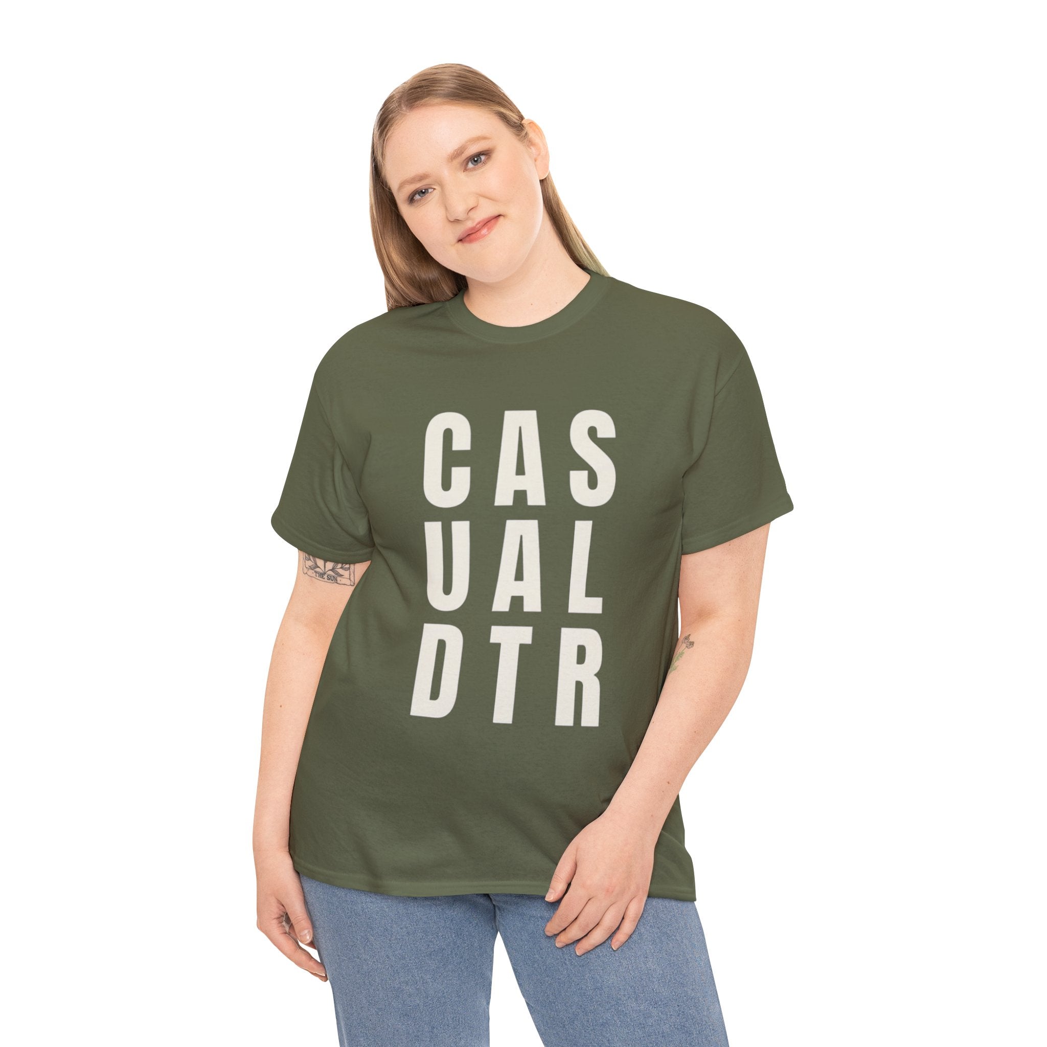 Casual Detour Graphic Tee — Vertical Text Black T‑Shirt