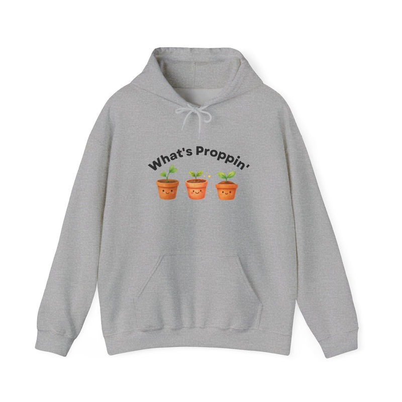 What's Proppin' Plant Hoodie — Cute Plant Pots Graphic Hoodie