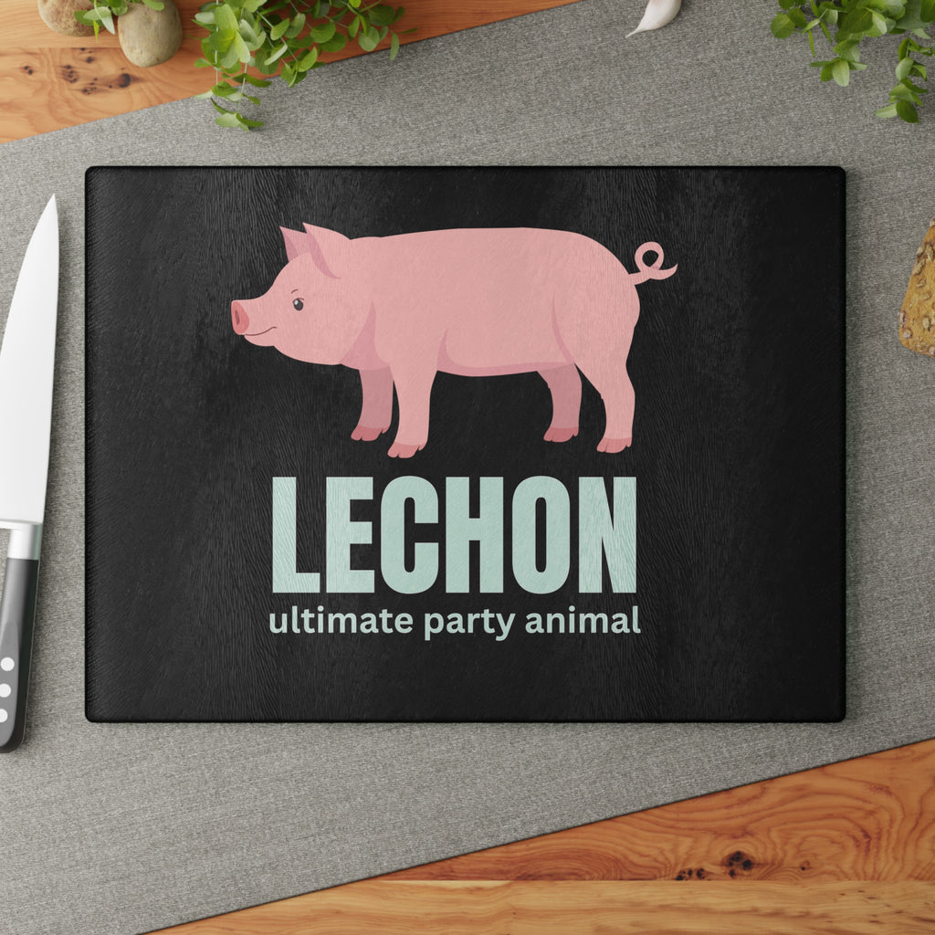 Glass Cutting Board — "Lechon: Ultimate Party Design