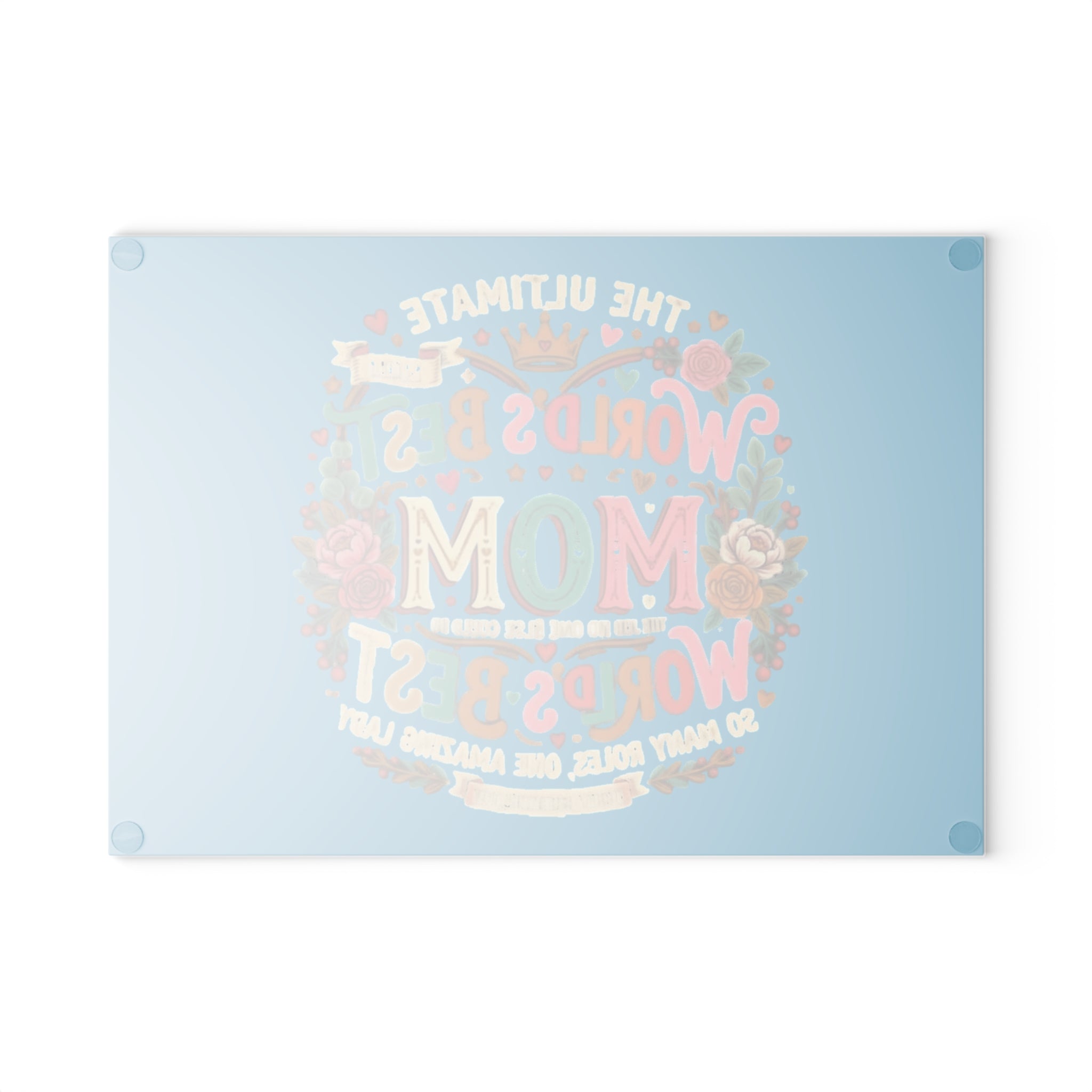 World's Best Mom Glass Cutting Board — Colorful Floral Mother's Day Gift