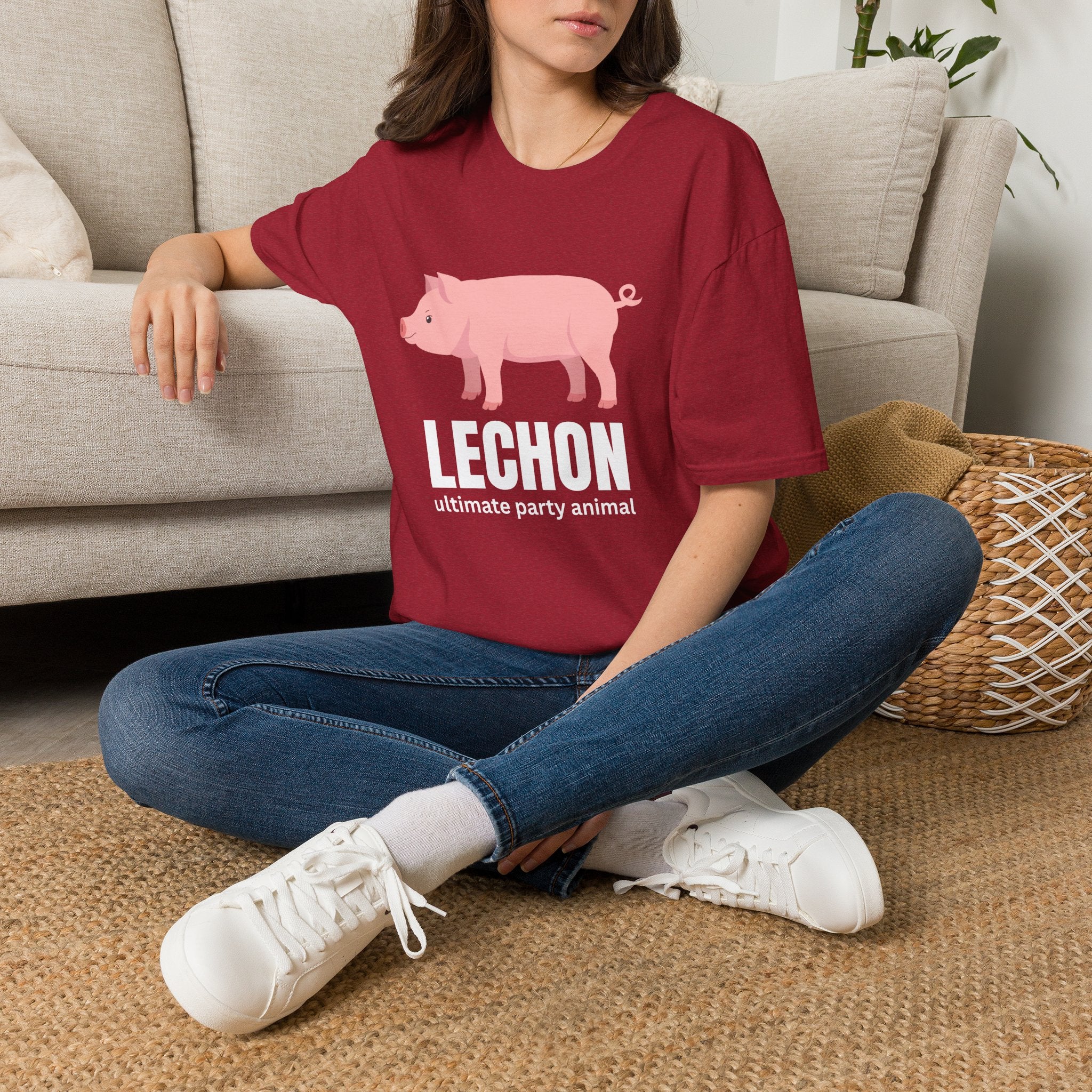 Lechon Pig T-Shirt — “Lechon: ultimate party animal” Funny Filipino Roast Pork Tee