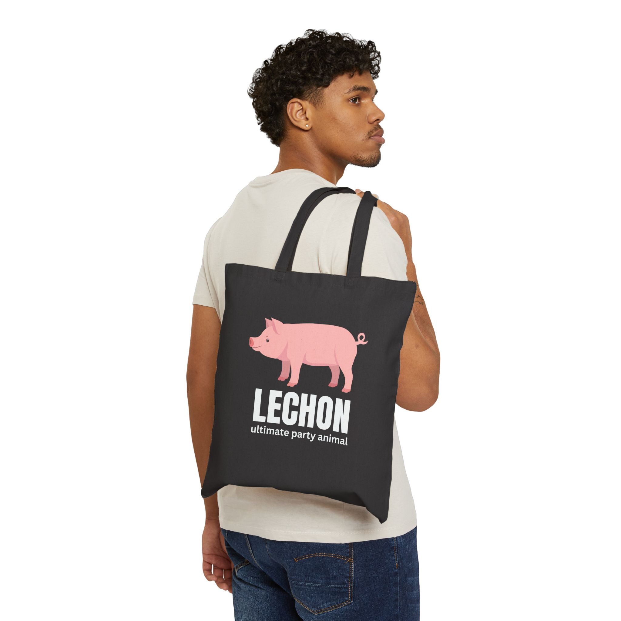 Lechon, pinoy, filipino, Philippines Illustration Tote Bag – Cute Pink Farm Animal Cotton Canvas Grocery Tote