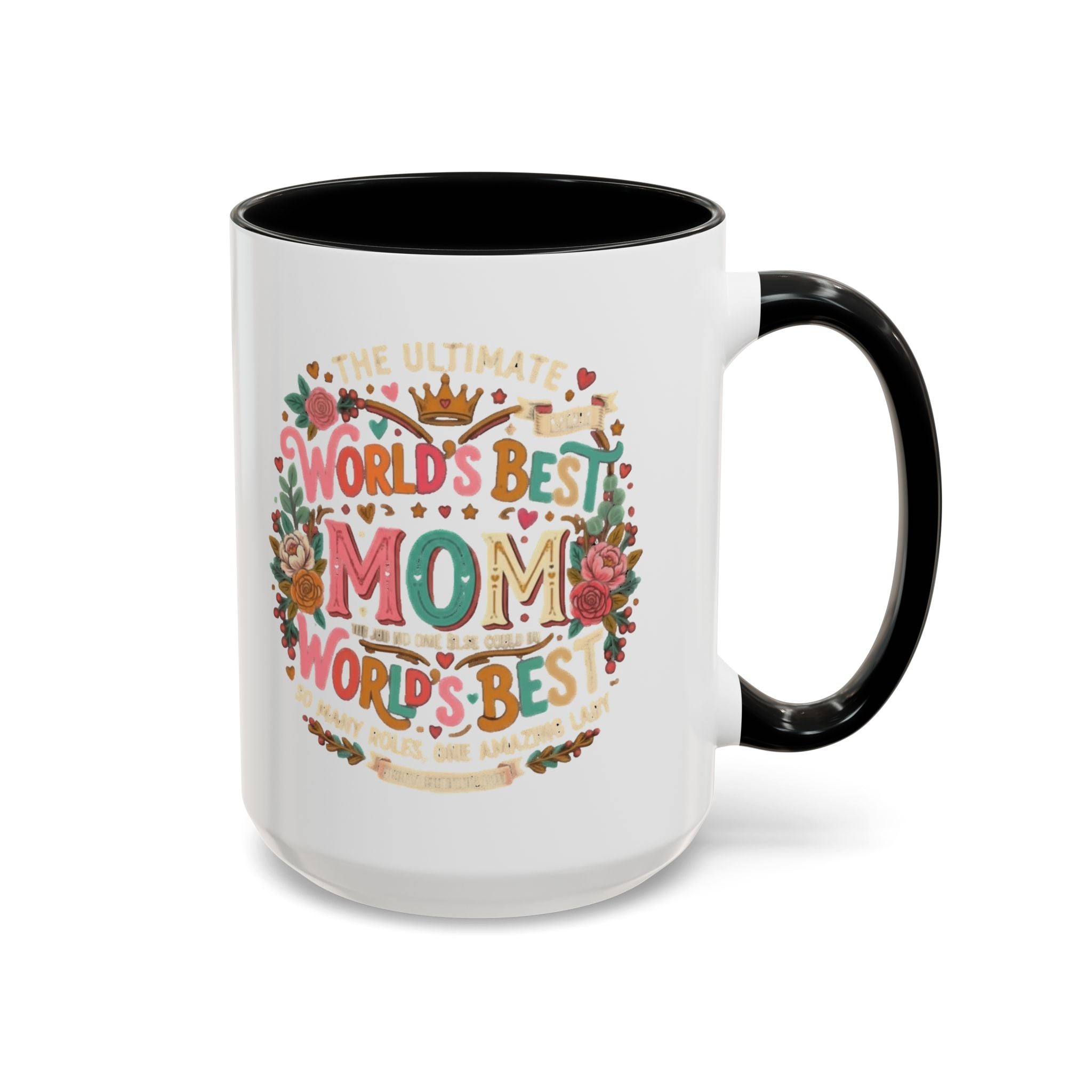 World's Best Mom Accent Coffee Mug — Floral Mother's Day 11/15oz