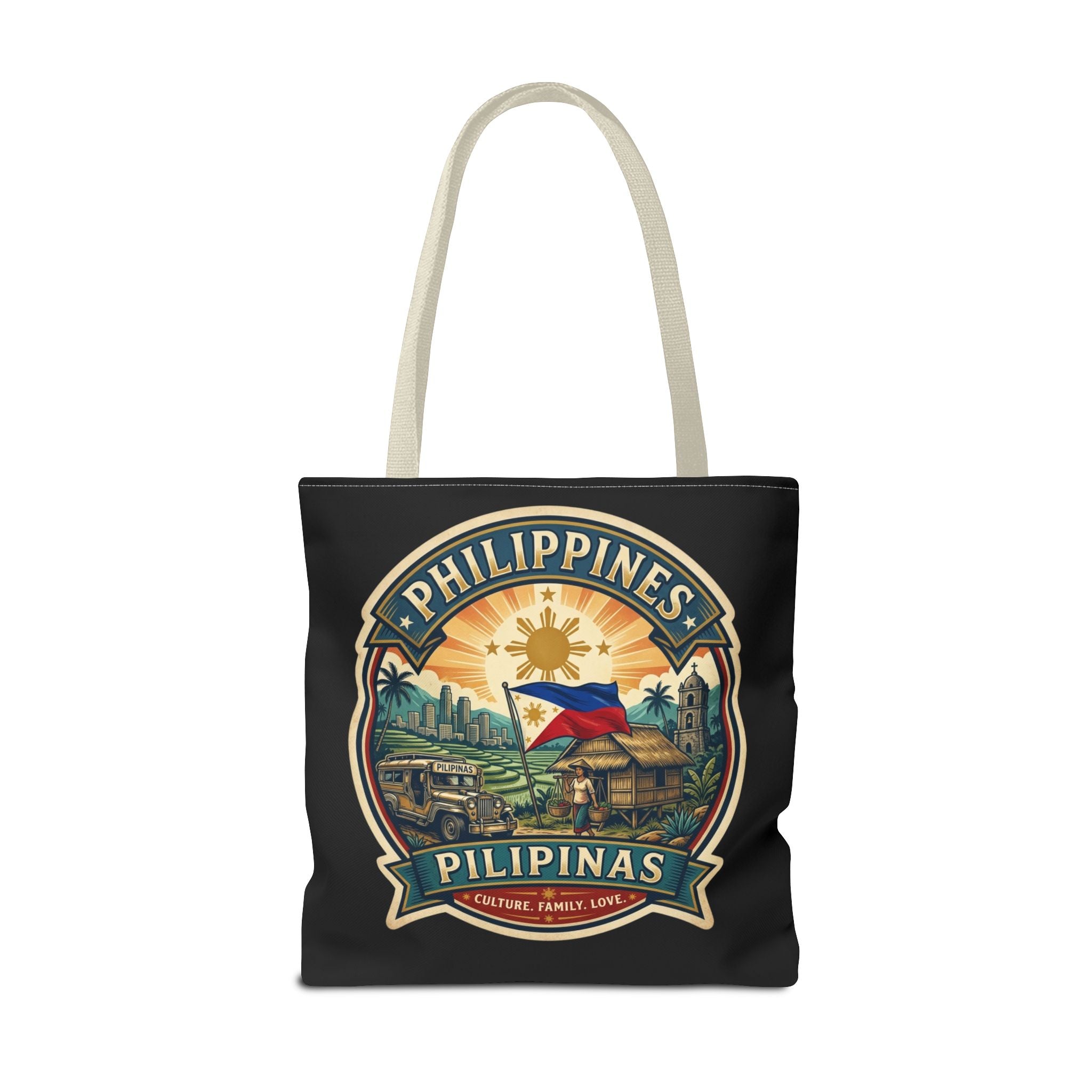 Philippines Vintage Travel Tote Bag — Pilipinas Flag & Island Scene