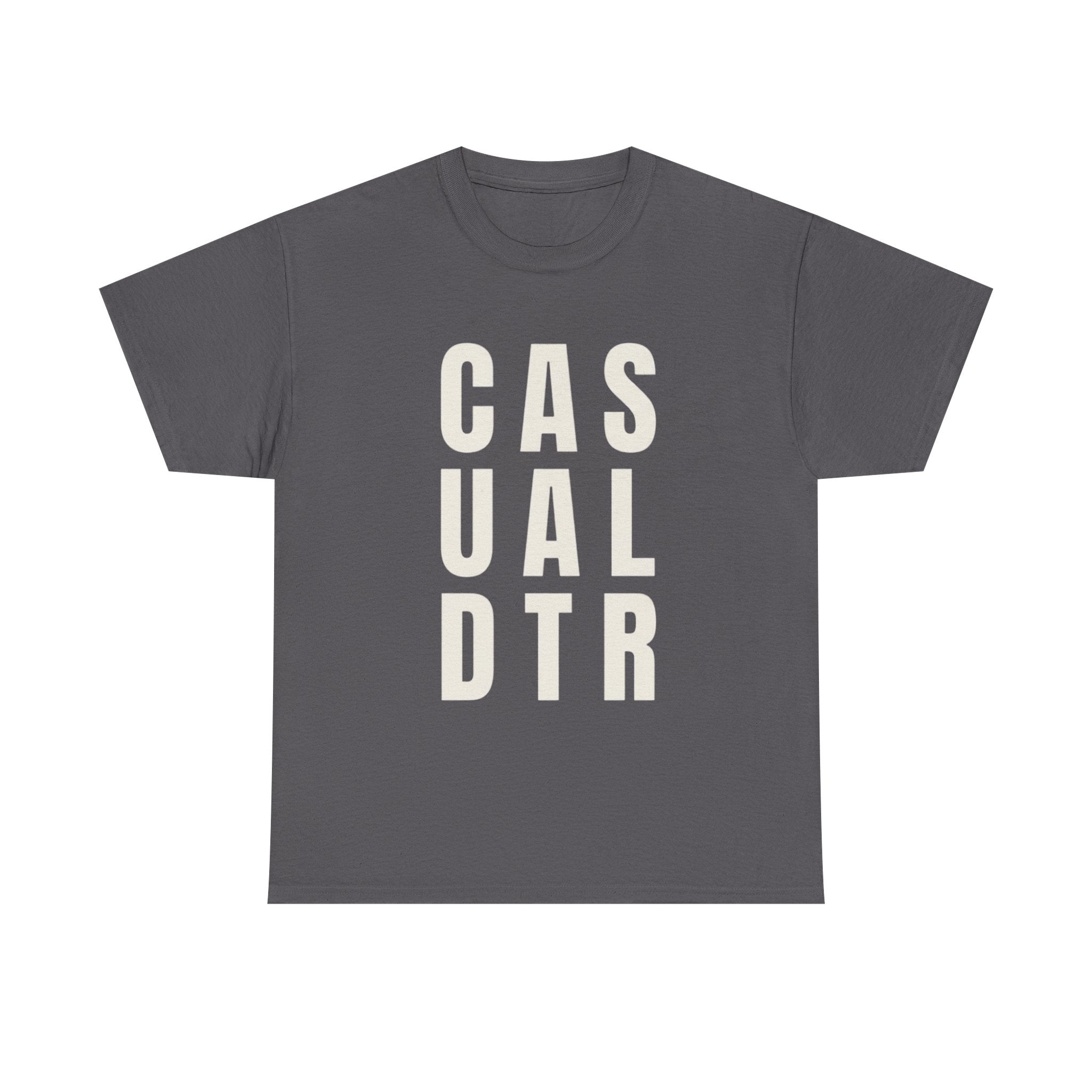 Casual Detour Graphic Tee — Vertical Text Black T‑Shirt