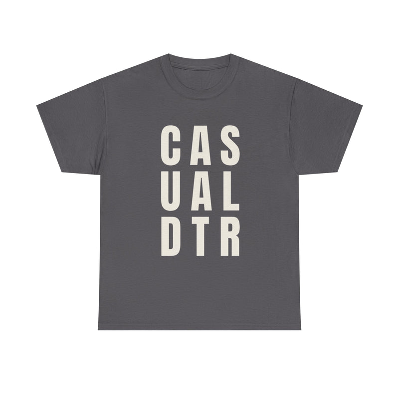 Casual Detour Graphic Tee — Vertical Text Black T‑Shirt