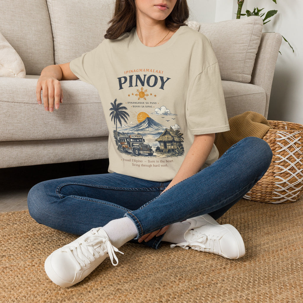 Pinoy Philippines T-Shirt – Vintage Mayon Volcano & Beach Travel Tee