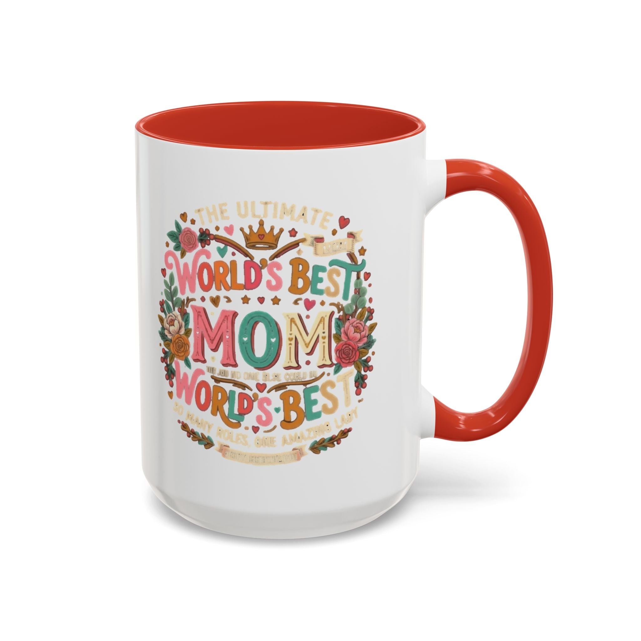 World's Best Mom Accent Coffee Mug — Floral Mother's Day 11/15oz