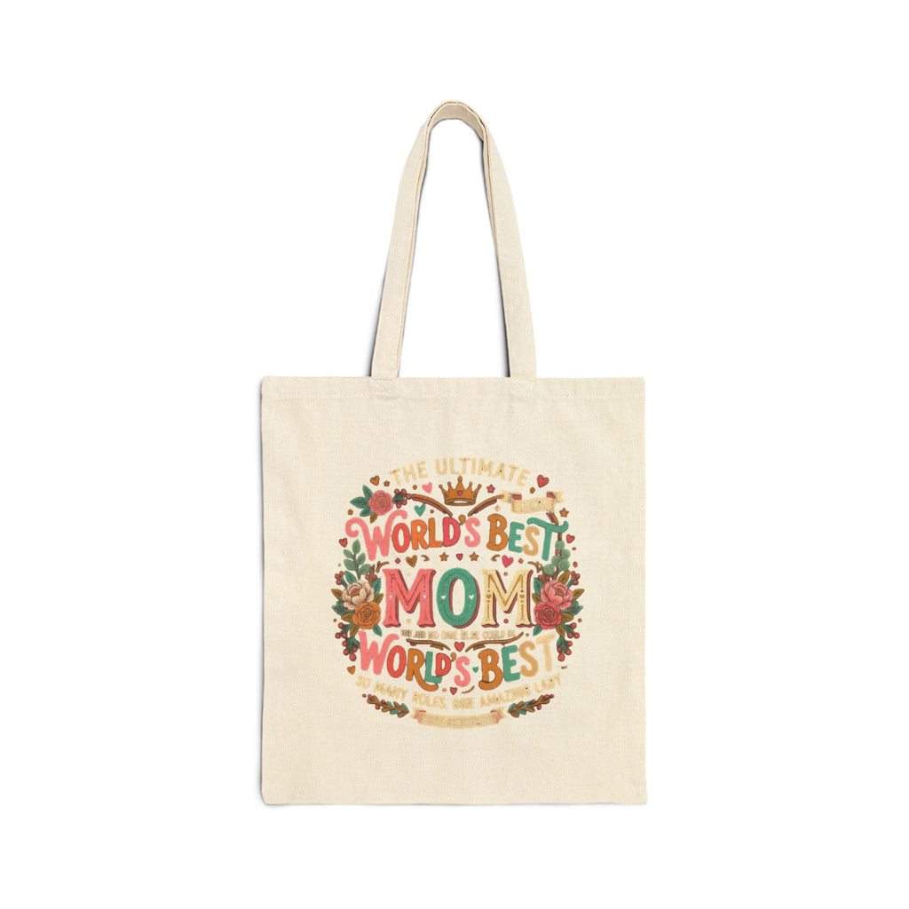 Tote Bag — "World's Best Mom" Floral Canvas Tote, Mother's Day Gift