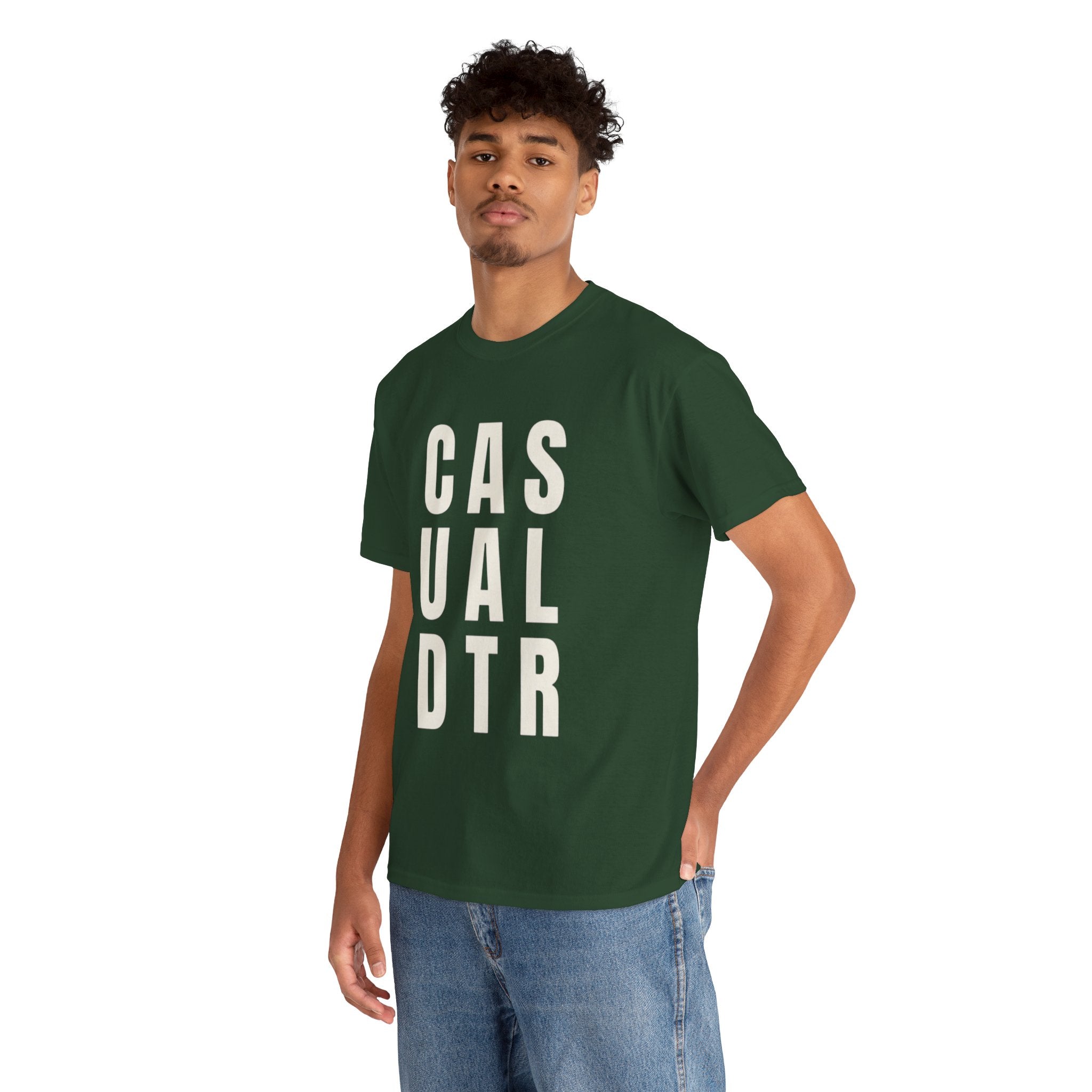 Casual Detour Graphic Tee — Vertical Text Black T‑Shirt