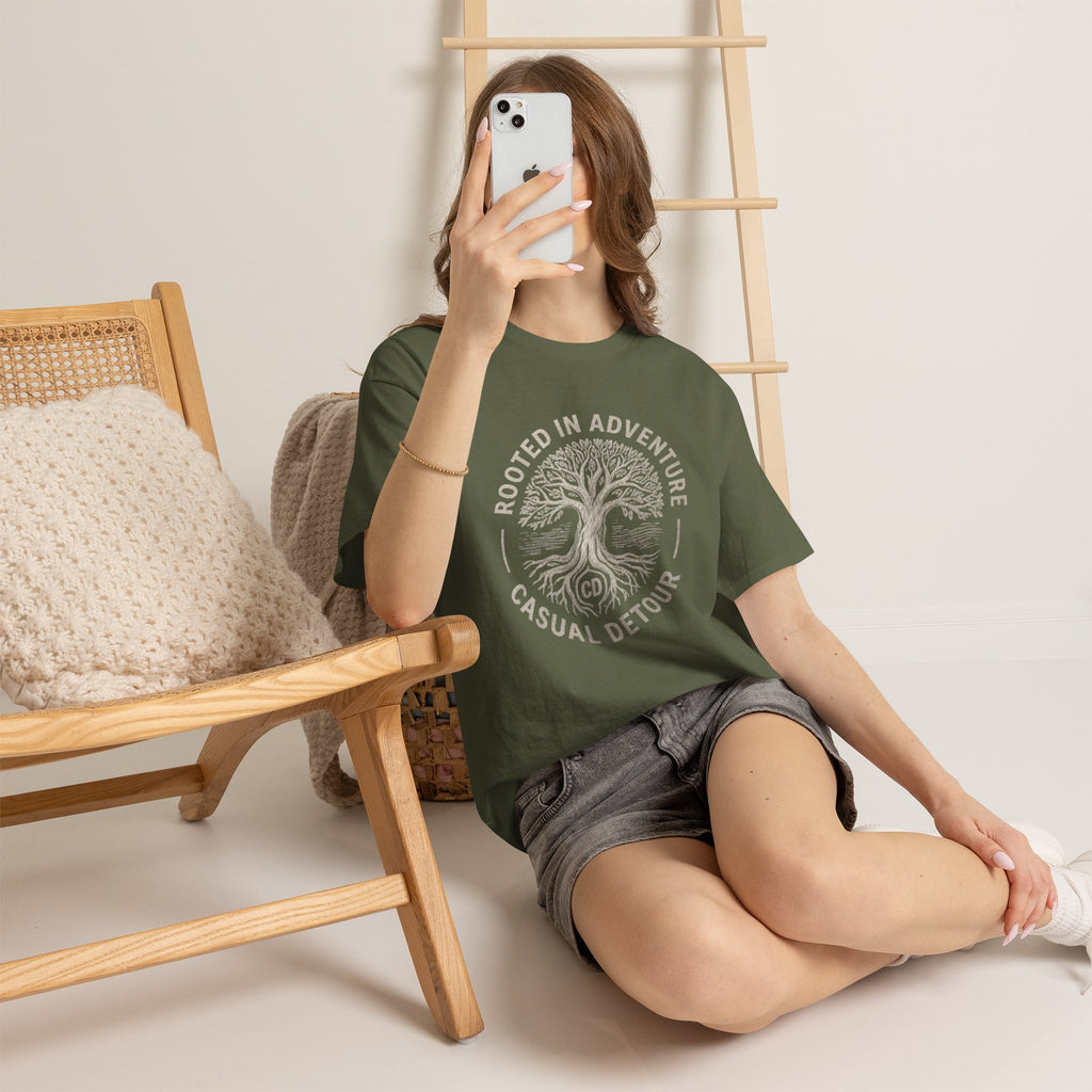 Adventure Tree T‑Shirt — "Rooted in Adventure, Casual Detour" Outdoor Graphic Tee