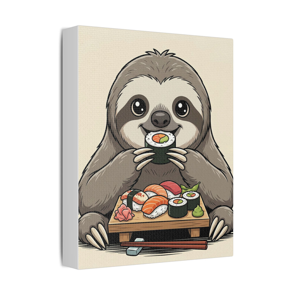 Sloth Sushi Canvas Print — Cute Kawaii Animal Wall Art