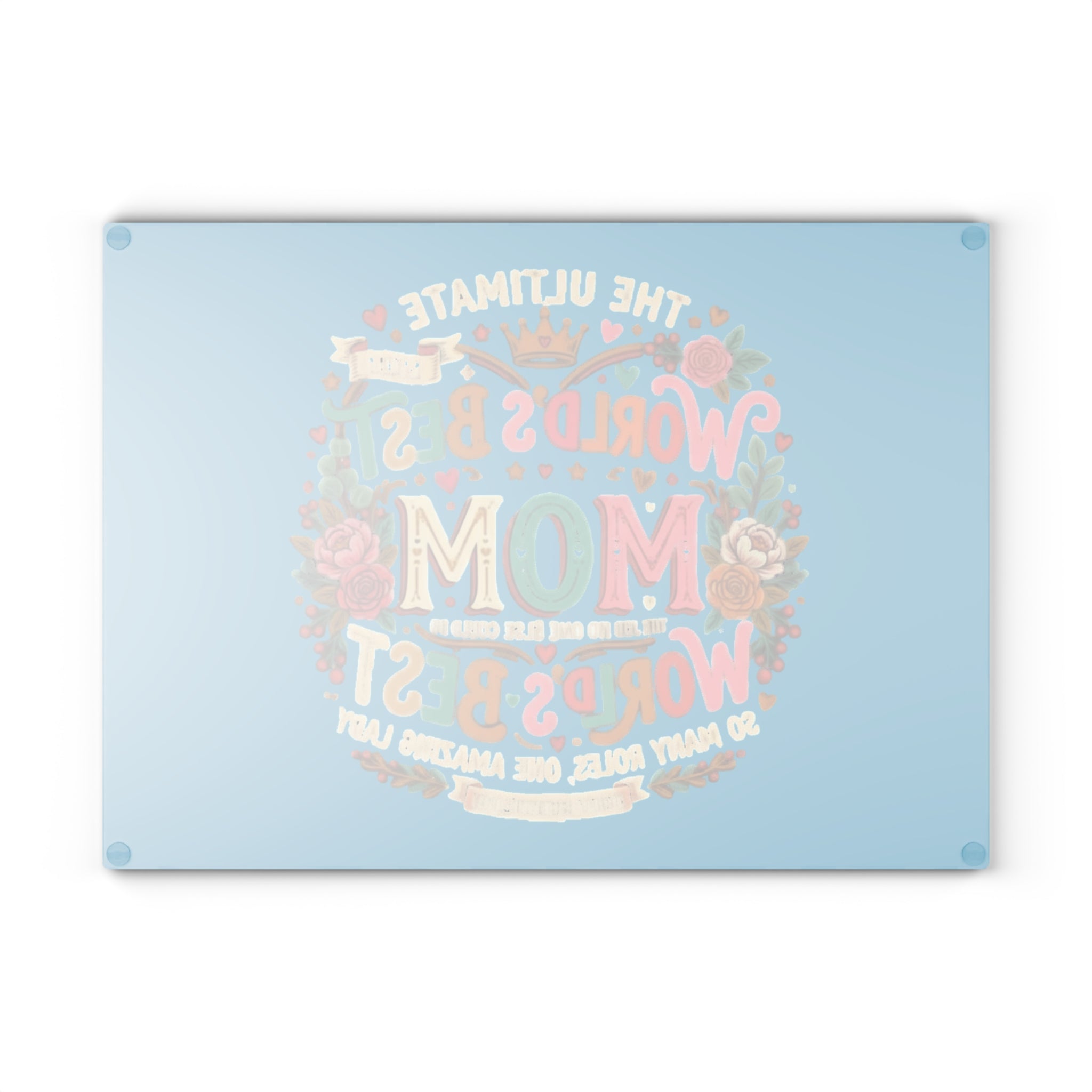 World's Best Mom Glass Cutting Board — Colorful Floral Mother's Day Gift