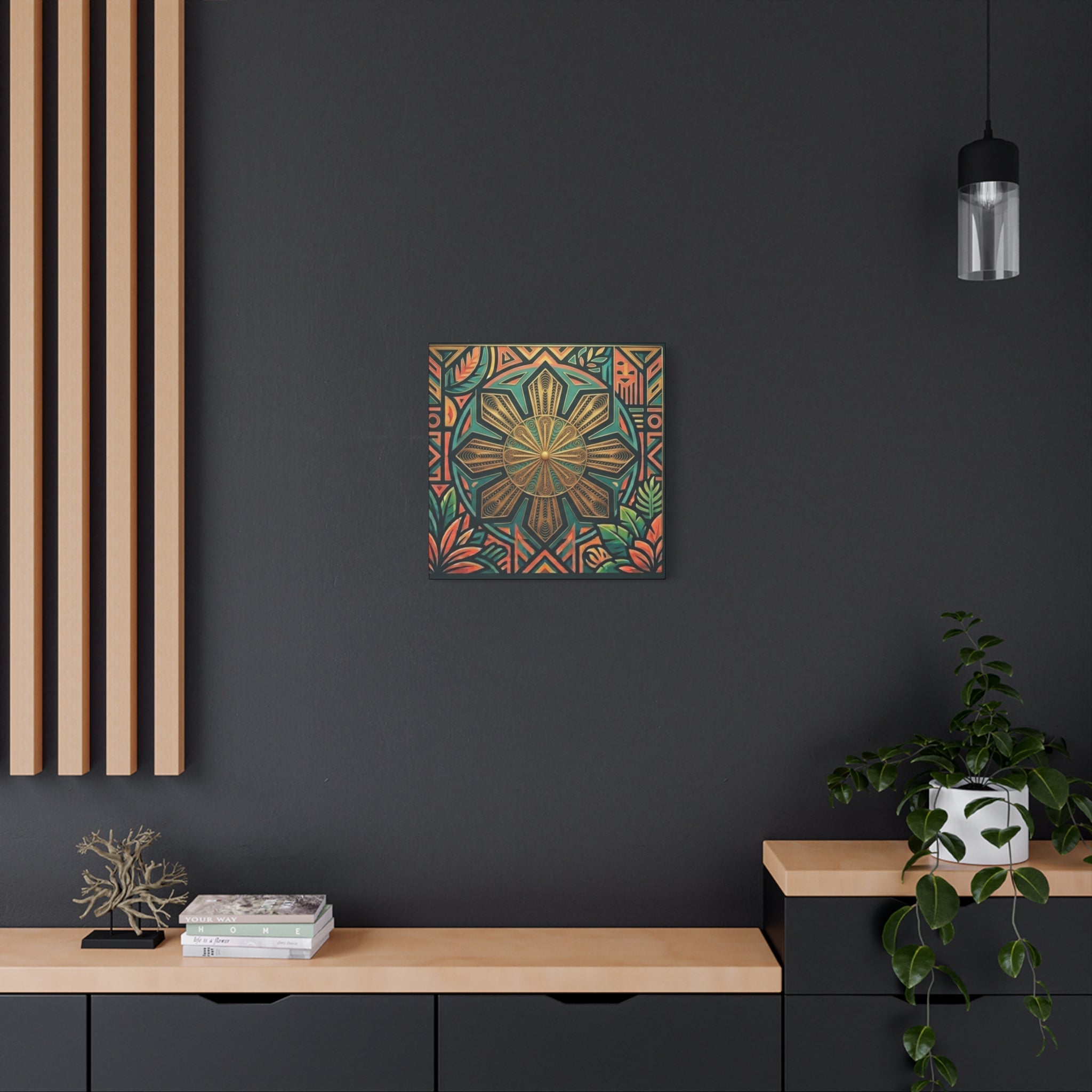 Filipino, Philippines Sun Matte Canvas Print — Tropical Geometric Sunburst Wall Art (Stretched 1.25")