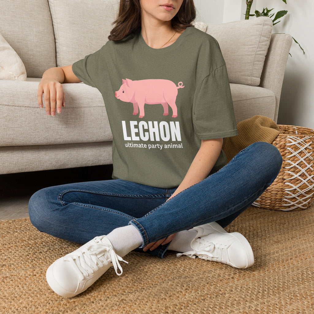Lechon Pig T-Shirt — “Lechon: ultimate party animal” Funny Filipino Roast Pork Tee