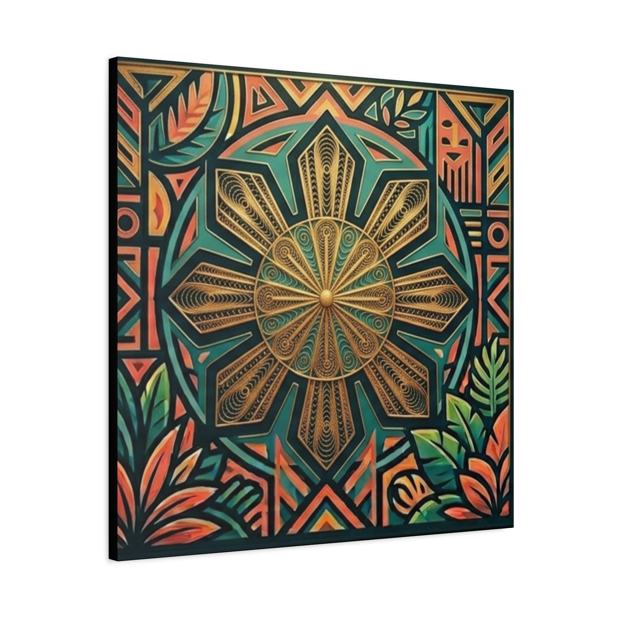 Filipino, Philippines Sun Matte Canvas Print — Tropical Geometric Sunburst Wall Art (Stretched 1.25")