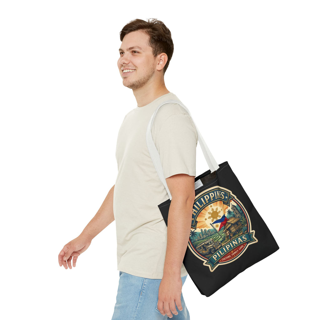 Philippines Vintage Travel Tote Bag — Pilipinas Flag & Island Scene