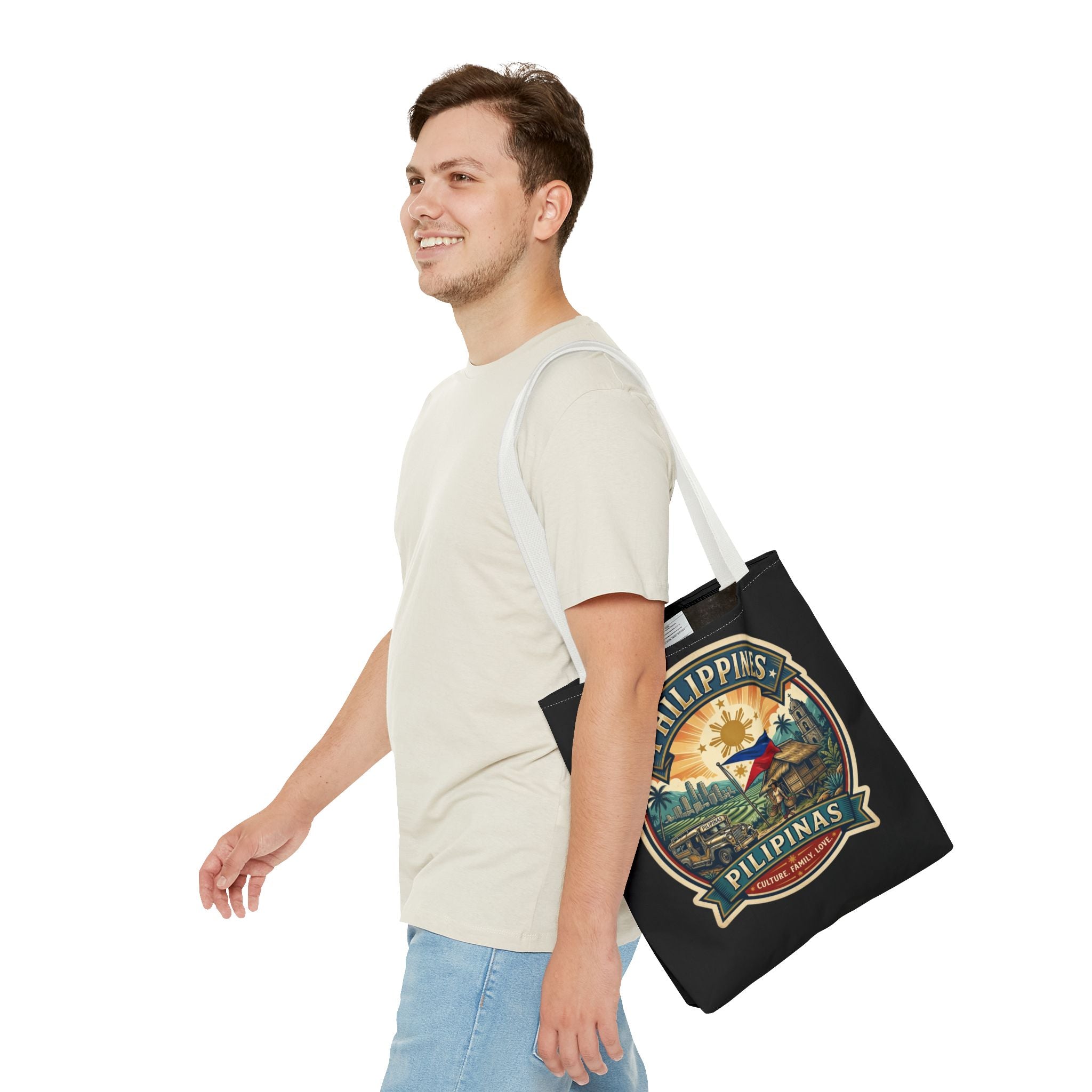 Philippines Vintage Travel Tote Bag — Pilipinas Flag & Island Scene