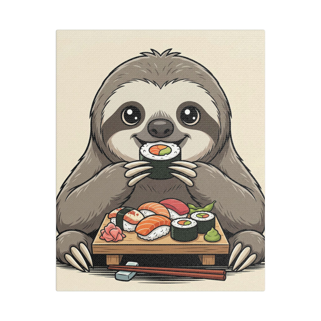 Sloth Sushi Canvas Print — Cute Kawaii Animal Wall Art
