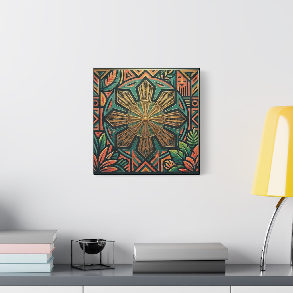 Filipino, Philippines Sun Matte Canvas Print — Tropical Geometric Sunburst Wall Art (Stretched 1.25")
