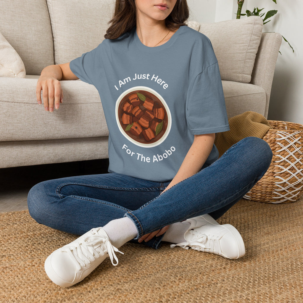 Philippines unisex adobo T-Shirt — "I Am Just Here For The Abobo" Nigerian Food Graphic Tee