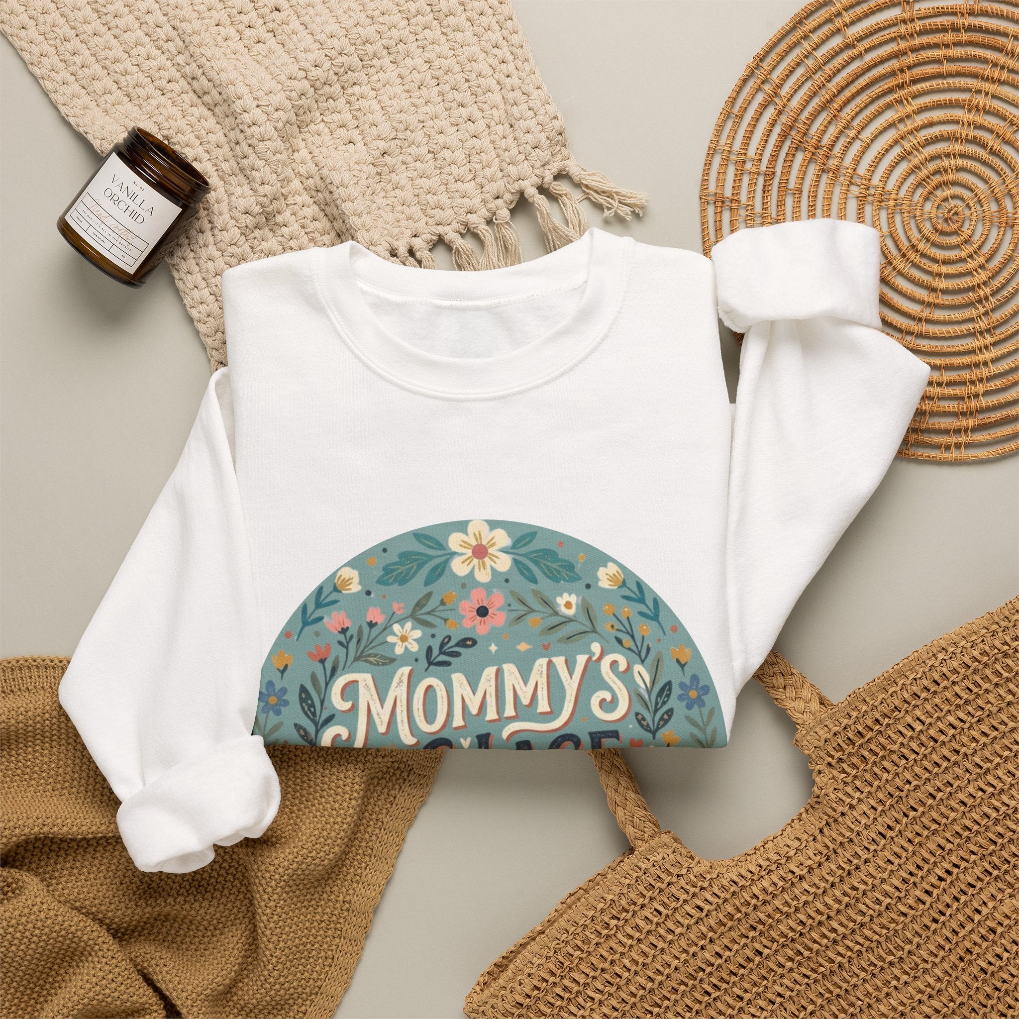 Mommy's Village Floral Crewneck Sweatshirt — Mom Life Cozy Pullover