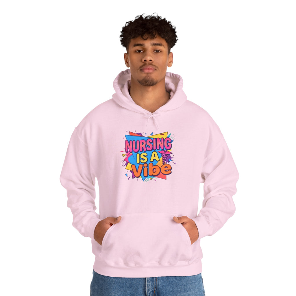 Nursing Is A Vibe Hoodie — Colorful Retro Nurse Appreciation Pullover