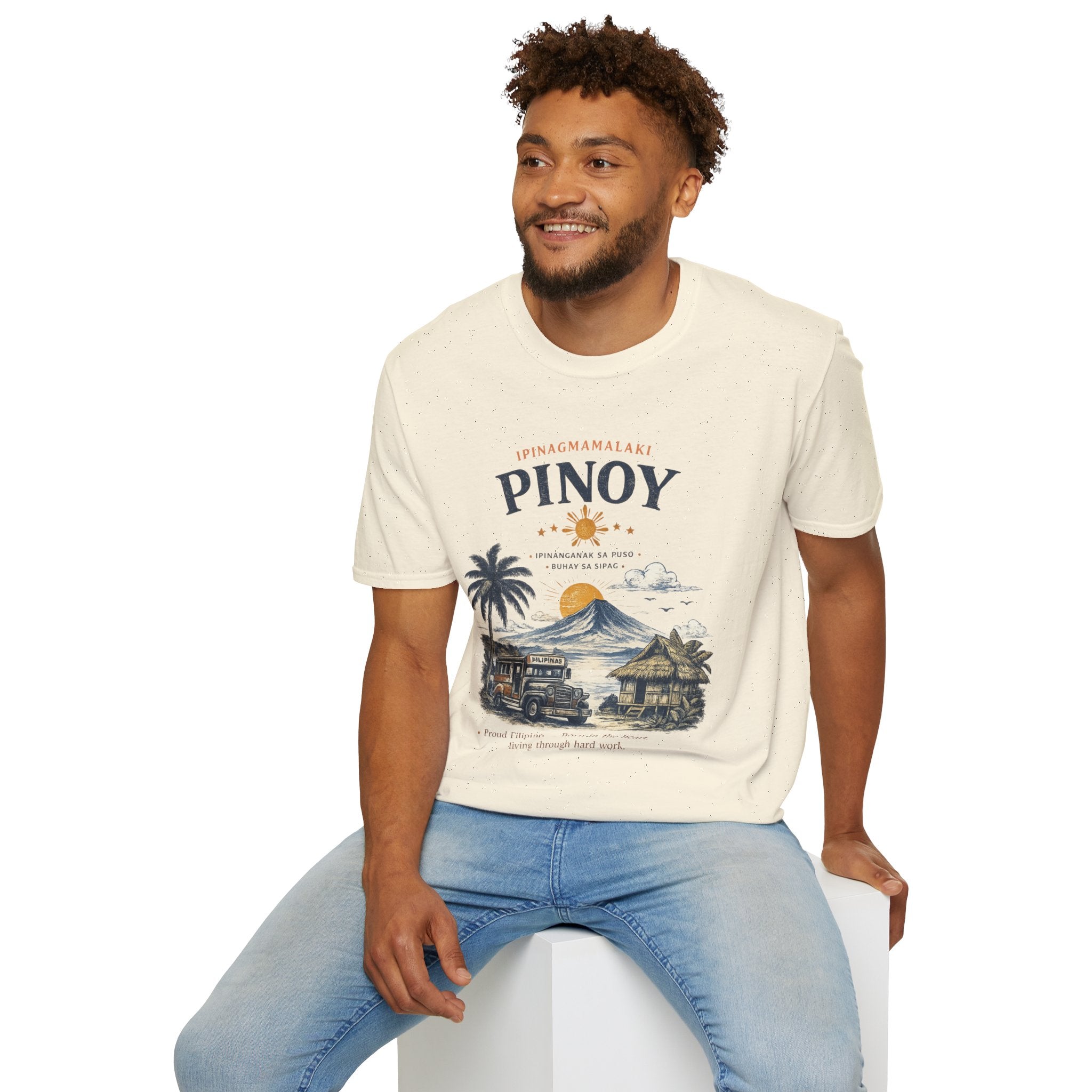 Pinoy Philippines T-Shirt – Vintage Mayon Volcano & Beach Travel Tee
