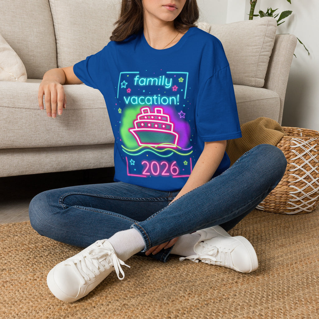 Family Vacation 2026 T-Shirt — Neon Cruise Graphic